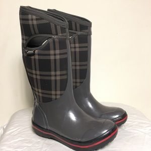 Bogs Plimsoll Plaid Tall Boot Dark Gray 7